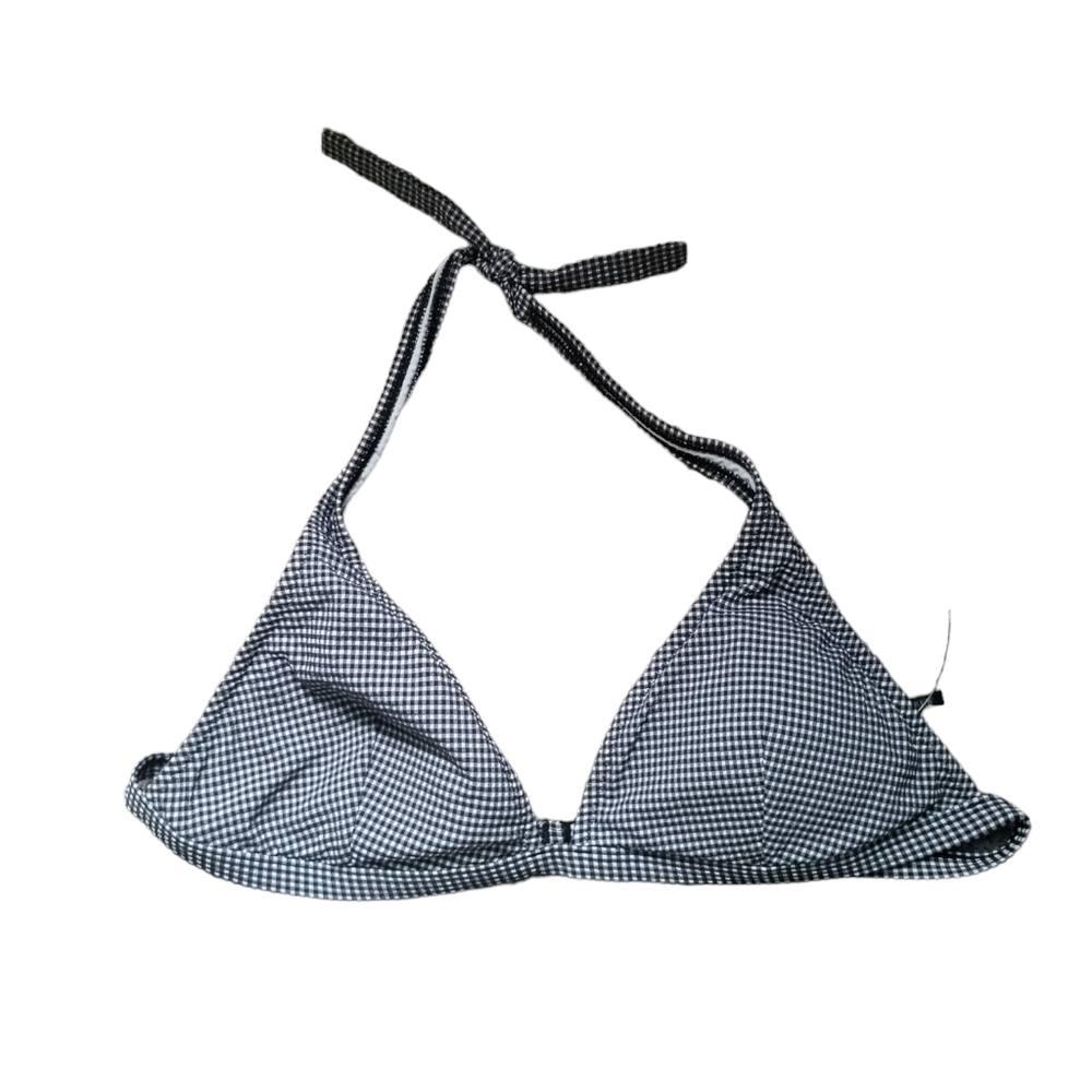 NWT J. Crew Black / White Gingham Halter Top Bikini - XL